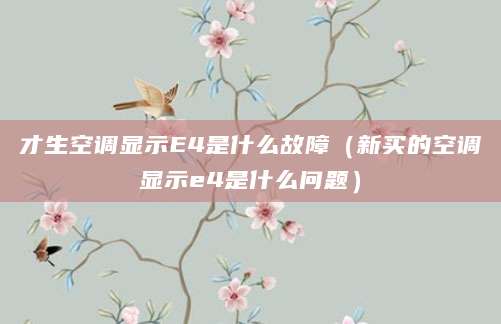才生空调显示E4是什么故障（新买的空调显示e4是什么问题）