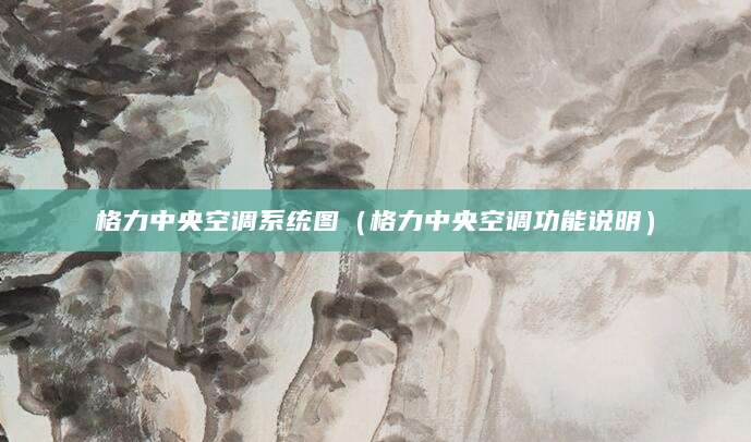 格力中央空调系统图（格力中央空调功能说明）