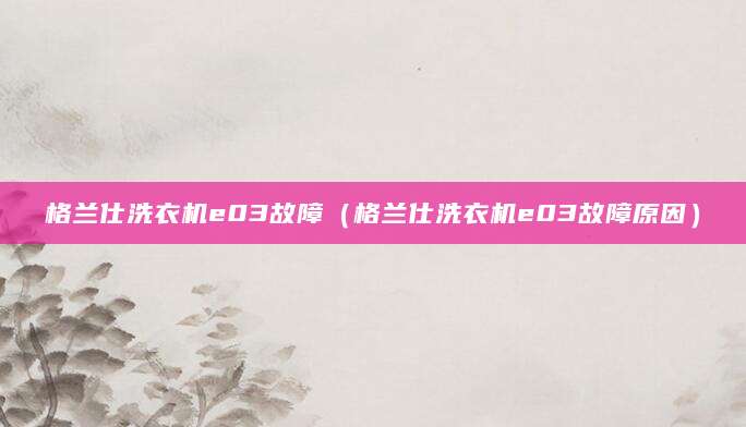 格兰仕洗衣机e03故障（格兰仕洗衣机e03故障原因）