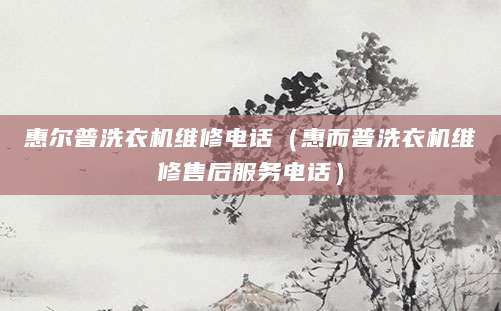 惠尔普洗衣机维修电话（惠而普洗衣机维修售后服务电话）