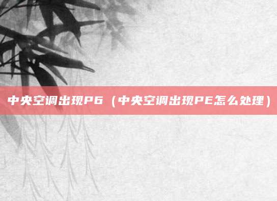 中央空调出现P6（中央空调出现PE怎么处理）