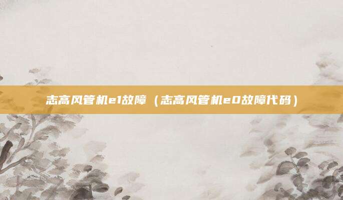 志高风管机e1故障（志高风管机e0故障代码）