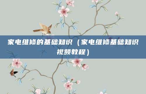 家电维修的基础知识（家电维修基础知识视频教程）