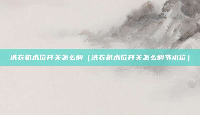 洗衣机水位开关怎么调（洗衣机水位开关怎么调节水位）