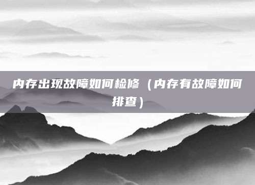 内存出现故障如何检修（内存有故障如何排查）
