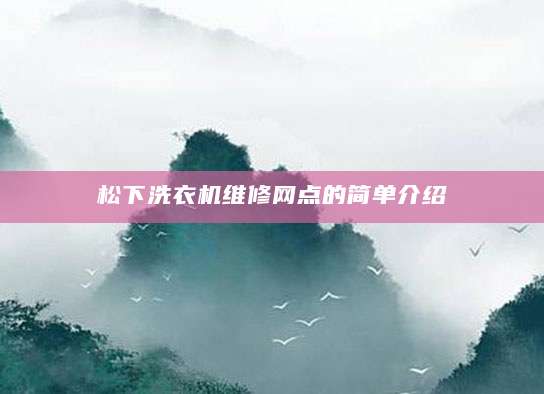 松下洗衣机维修网点的简单介绍