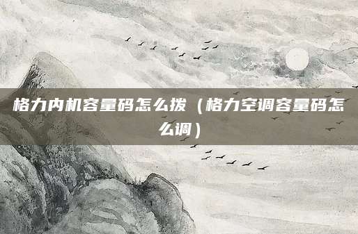 格力内机容量码怎么拨(格力空调容量码怎么调)