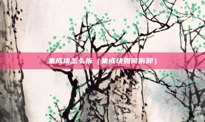 集成块怎么拆（集成块如何拆卸）