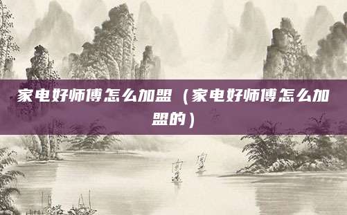 家电好师傅怎么加盟（家电好师傅怎么加盟的）