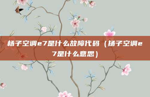 杨子空调e7是什么故障代码（扬子空调e7是什么意思）