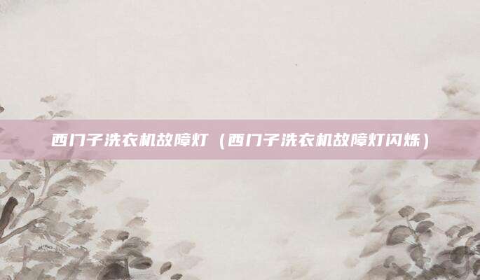 西门子洗衣机故障灯（西门子洗衣机故障灯闪烁）