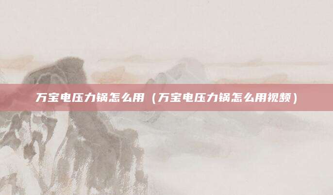 万宝电压力锅怎么用(万宝电压力锅怎么用视频)