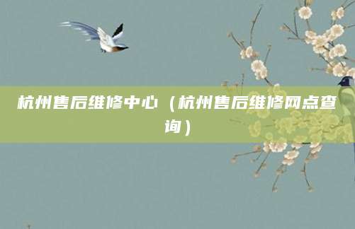 杭州售后维修中心(杭州售后维修网点查询)