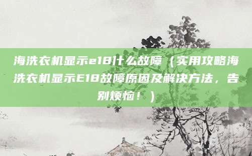 海洗衣机显示e18什么故障（实用攻略海洗衣机显示E18故障原因及解决方法，告别烦恼！）