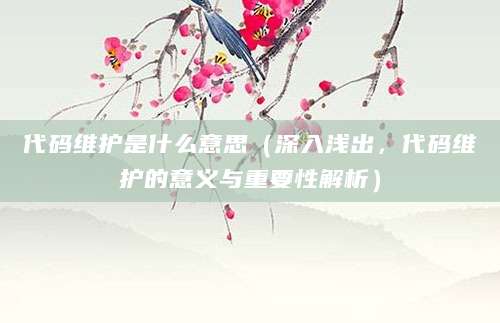 代码维护是什么意思（深入浅出，代码维护的意义与重要性解析）