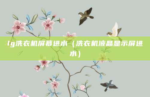 lg洗衣机屏幕进水（洗衣机液晶显示屏进水）