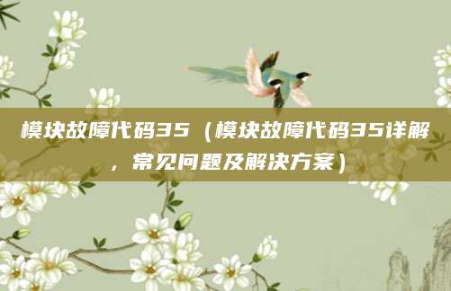 模块故障代码35（模块故障代码35详解，常见问题及解决方案）