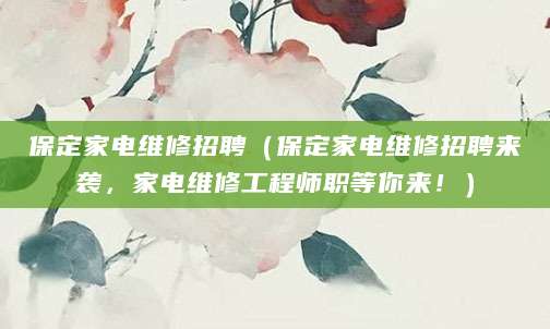 保定家电维修招聘（保定家电维修招聘来袭，家电维修工程师职等你来！）