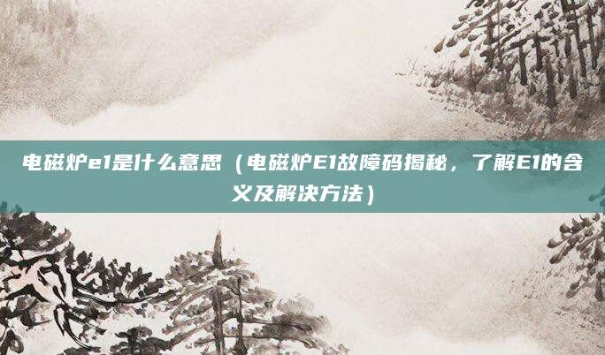 电磁炉e1是什么意思（电磁炉E1故障码揭秘，了解E1的含义及解决方法）