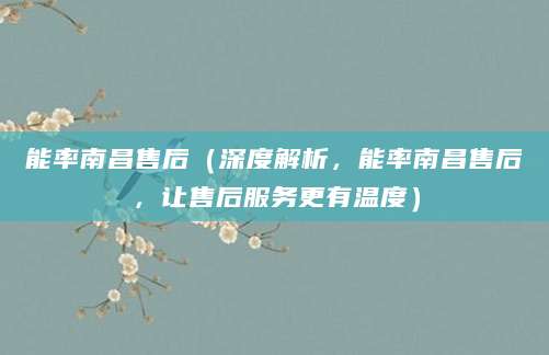 能率南昌售后（深度解析，能率南昌售后，让售后服务更有温度）