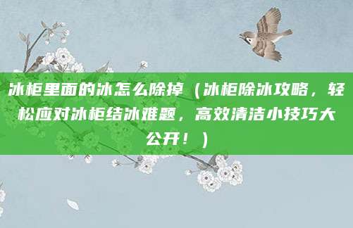 冰柜里面的冰怎么除掉（冰柜除冰攻略，轻松应对冰柜结冰难题，高效清洁小技巧大公开！）