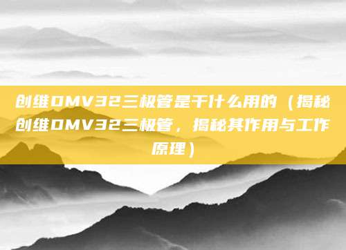 创维DMV32三极管是干什么用的（揭秘创维DMV32三极管，揭秘其作用与工作原理）