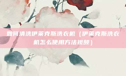 如何清洗伊莱克斯洗衣机（伊莱克斯洗衣机怎么使用方法视频）