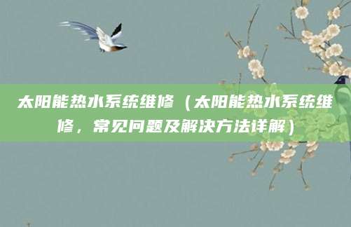 太阳能热水系统维修(太阳能热水系统维修,常见问题及解决方法详解)