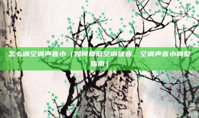 怎么调空调声音小(如何降低空调噪音,空调声音小调整指南)