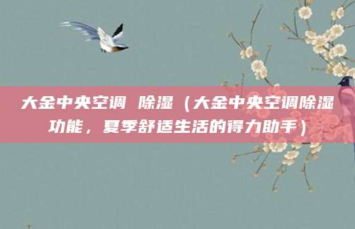 大金中央空调 除湿(大金中央空调除湿功能,夏季舒适生活的得力助手)