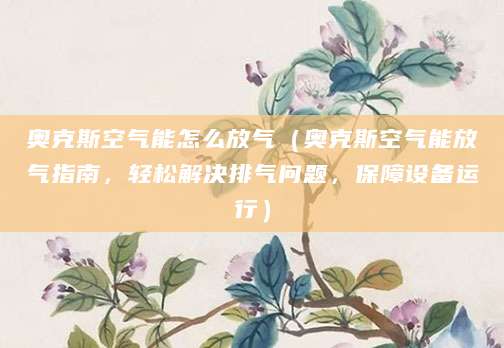 奥克斯空气能怎么放气（奥克斯空气能放气指南，轻松解决排气问题，保障设备运行）