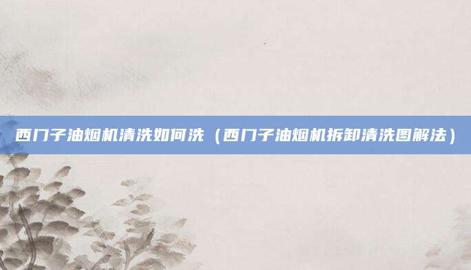 西门子油烟机清洗如何洗（西门子油烟机拆卸清洗图解法）