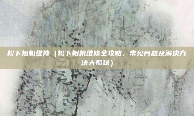 松下相机维修（松下相机维修全攻略，常见问题及解决方法大揭秘）