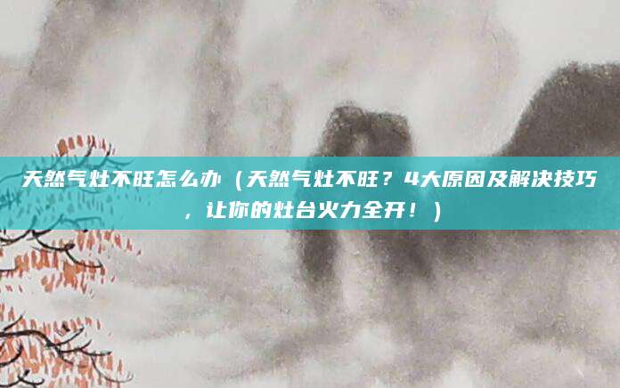天然气灶不旺怎么办（天然气灶不旺？4大原因及解决技巧，让你的灶台火力全开！）