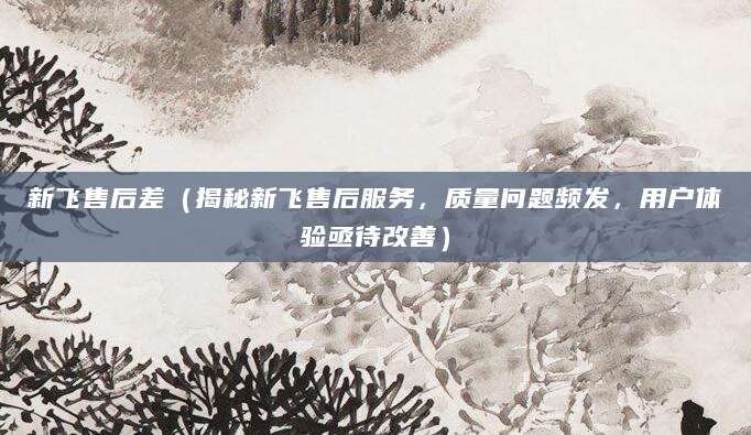 新飞售后差（揭秘新飞售后服务，质量问题频发，用户体验亟待改善）