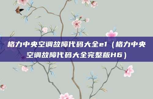 格力中央空调故障代码大全e1（格力中央空调故障代码大全完整版H6）