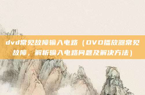 dvd常见故障输入电路（DVD播放器常见故障，解析输入电路问题及解决方法）