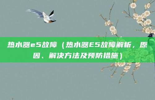 热水器e5故障（热水器E5故障解析，原因、解决方法及预防措施）