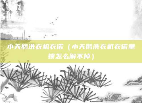 小天鹅洗衣机衣诺（小天鹅洗衣机衣诺童锁怎么解不掉）