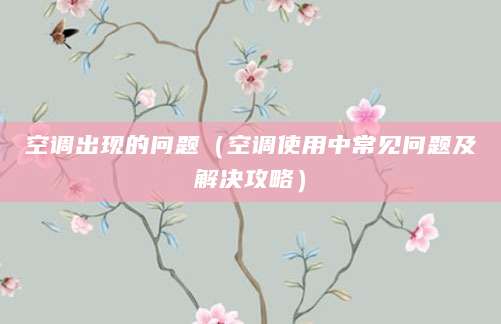 空调出现的问题（空调使用中常见问题及解决攻略）