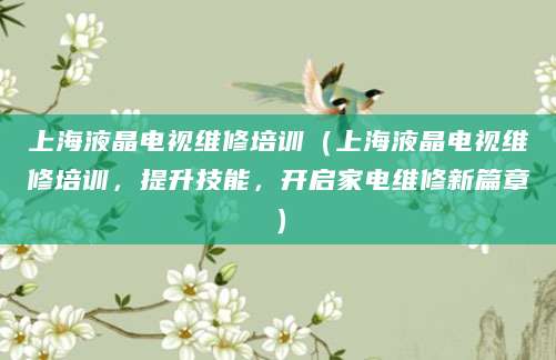 上海液晶电视维修培训（上海液晶电视维修培训，提升技能，开启家电维修新篇章）