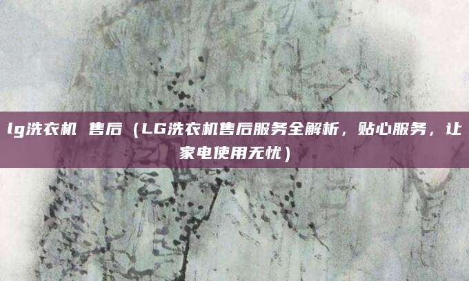 lg洗衣机 售后（LG洗衣机售后服务全解析，贴心服务，让家电使用无忧）