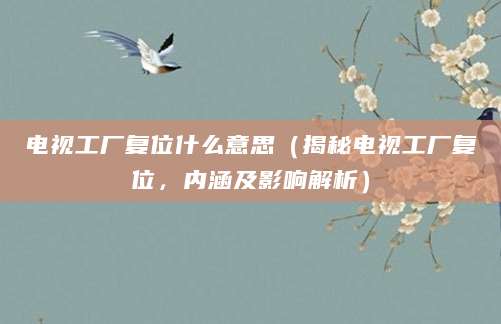 电视工厂复位什么意思（揭秘电视工厂复位，内涵及影响解析）
