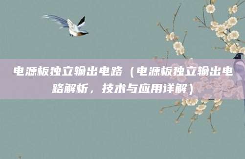 电源板独立输出电路（电源板独立输出电路解析，技术与应用详解）