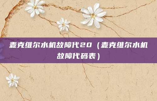 麦克维尔水机故障代20（麦克维尔水机故障代码表）