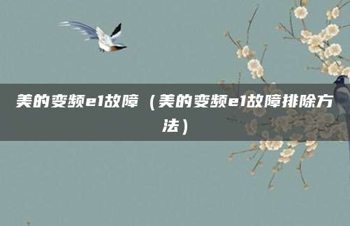 美的变频e1故障（美的变频e1故障排除方法）
