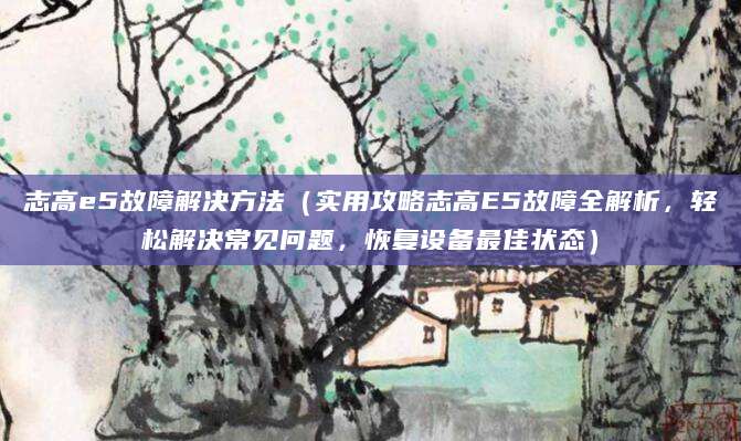 志高e5故障解决方法（实用攻略志高E5故障全解析，轻松解决常见问题，恢复设备最佳状态）