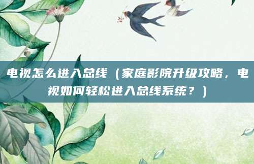 电视怎么进入总线（家庭影院升级攻略，电视如何轻松进入总线系统？）