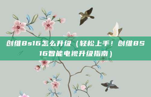创维8s16怎么升级（轻松上手！创维8S16智能电视升级指南）