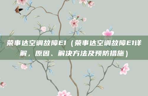 荣事达空调故障E1（荣事达空调故障E1详解，原因、解决方法及预防措施）